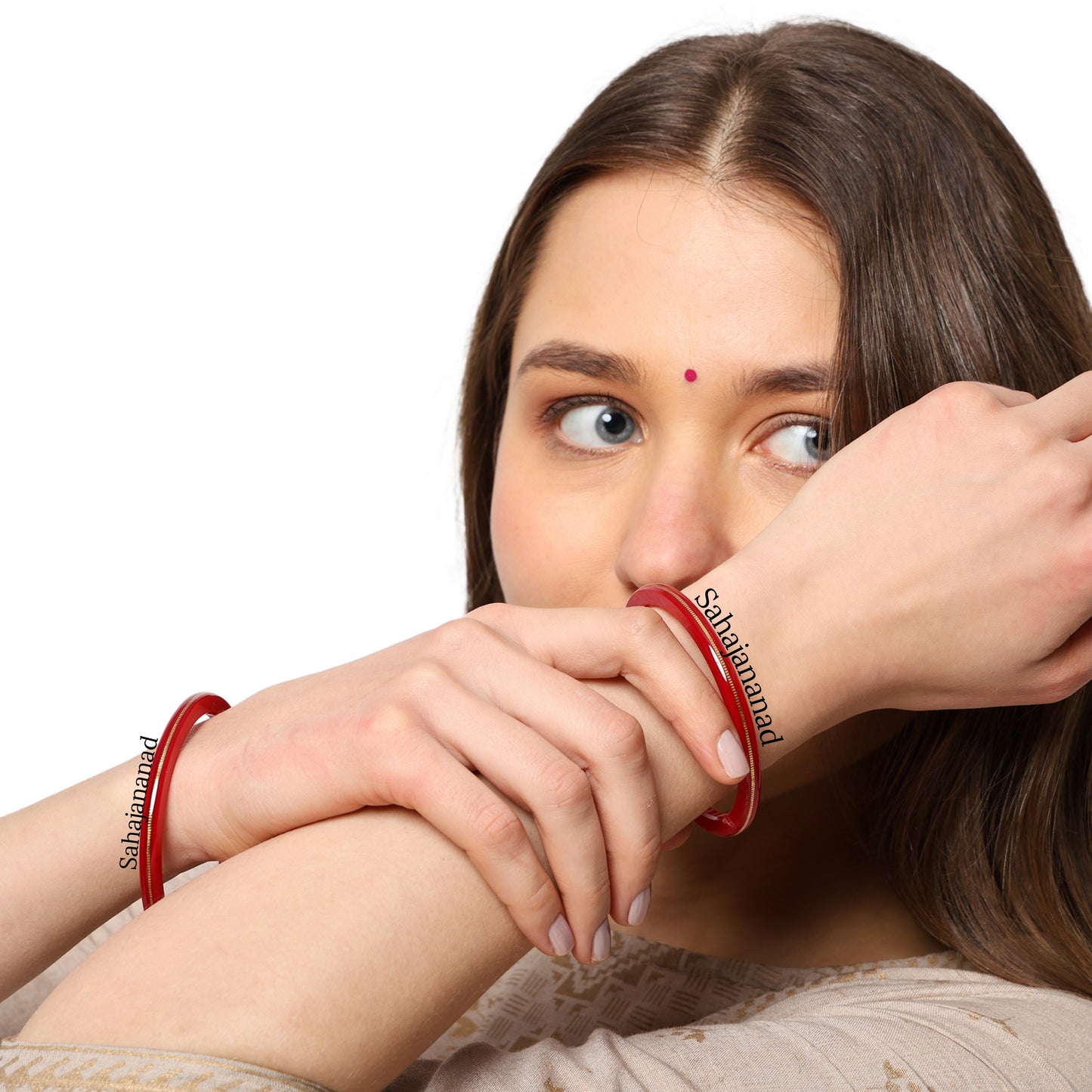 “22k Hallmark Red Divya Shringar Bangle” (2 pis)
