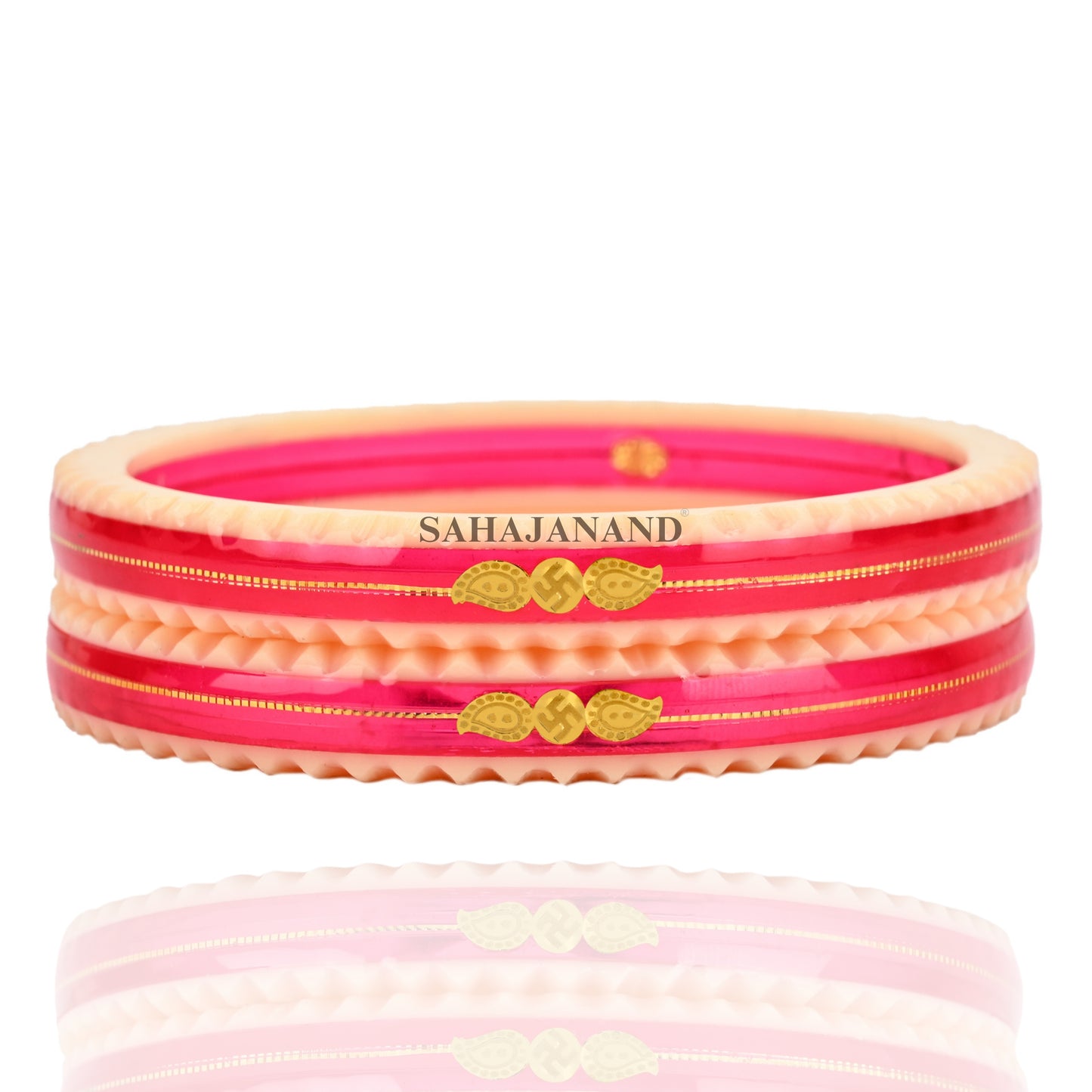 "Pink Crimson : Elegance Gold Bangle" (2 pis)