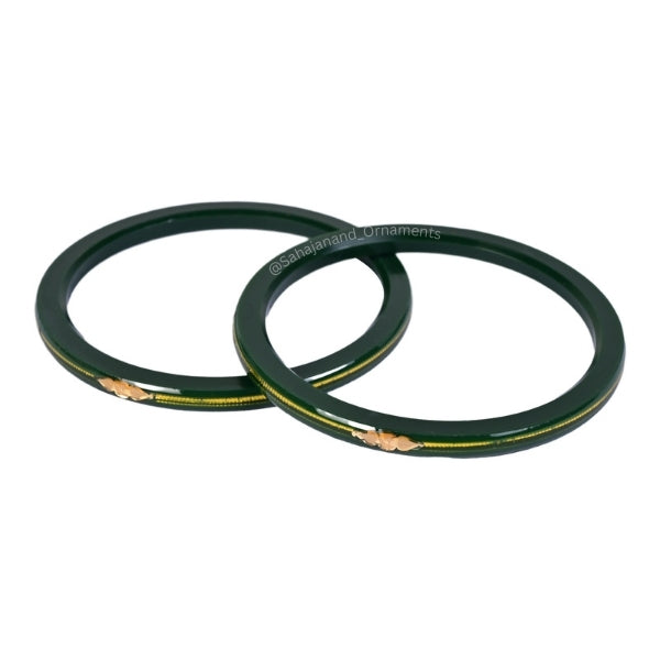 22K 916 Green Moon-Star Islamic Bangles (1 pair)