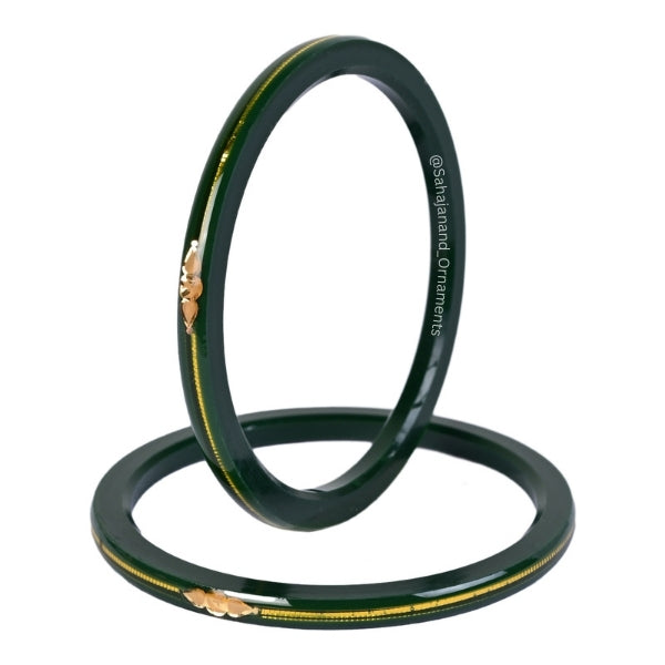 22K 916 Green Moon-Star Islamic Bangles (1 pair)