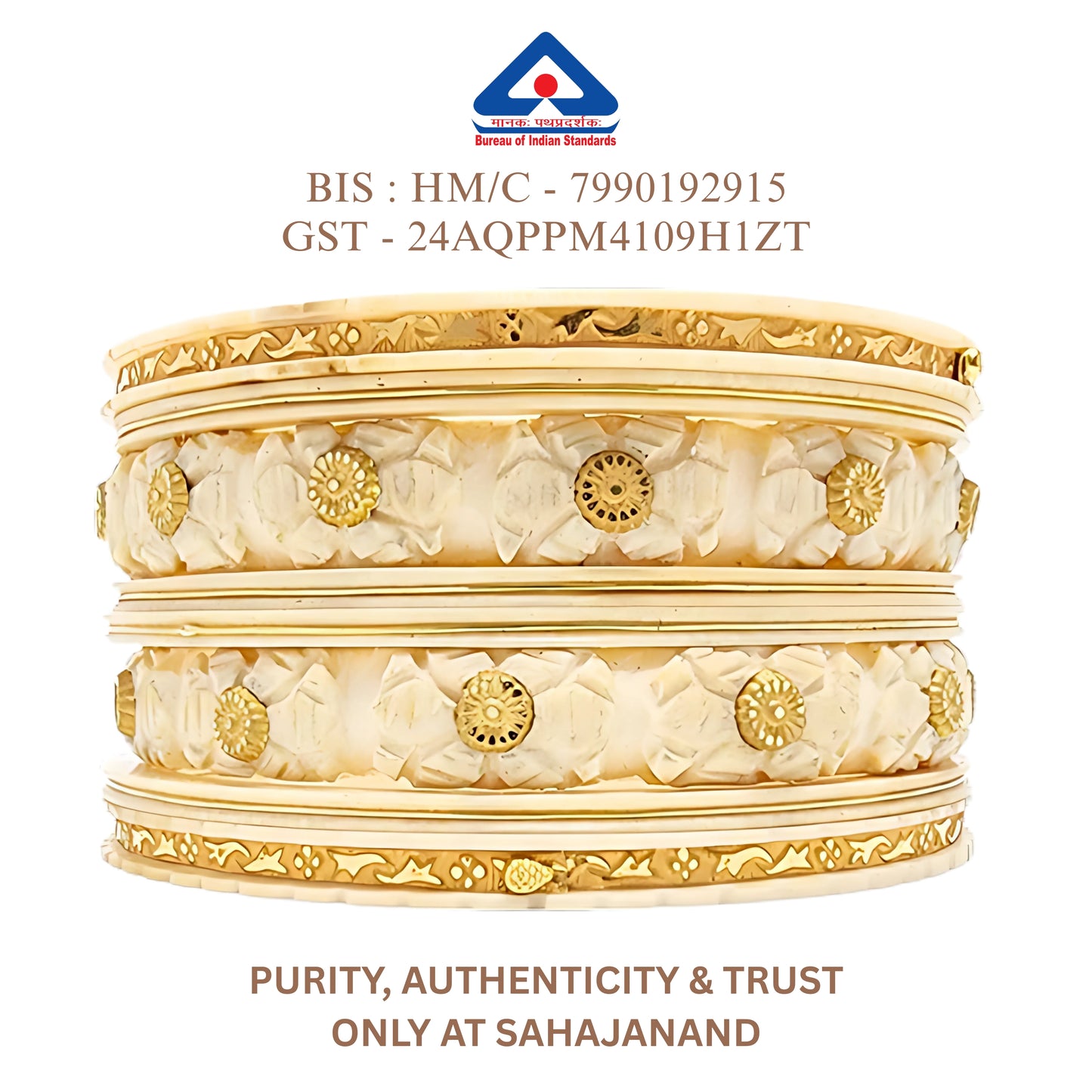 "Ancient Gold Elegance: Cream Bangle Beauty "