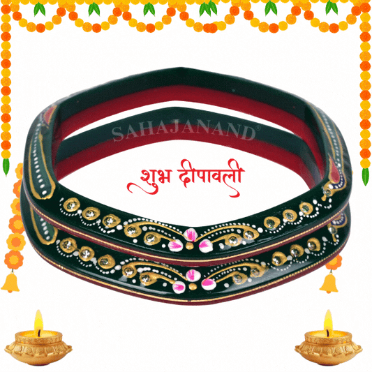 Red - Green Hexagone Chudi Bangles 916 22k