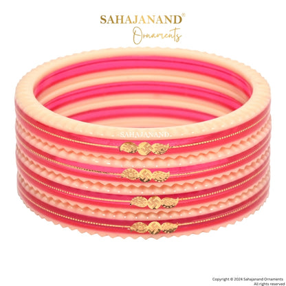 "Pink Crimson : Elegance Gold Bangle"