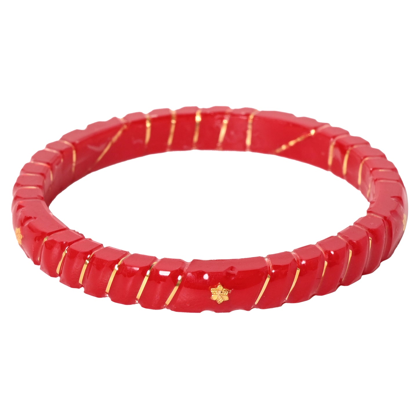 "Crimson Elegance: A Truly Unique 916 Gold Bangle"