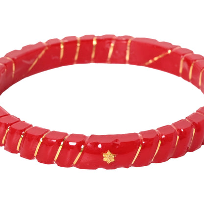 "Crimson Elegance: A Truly Unique 916 Gold Bangle"