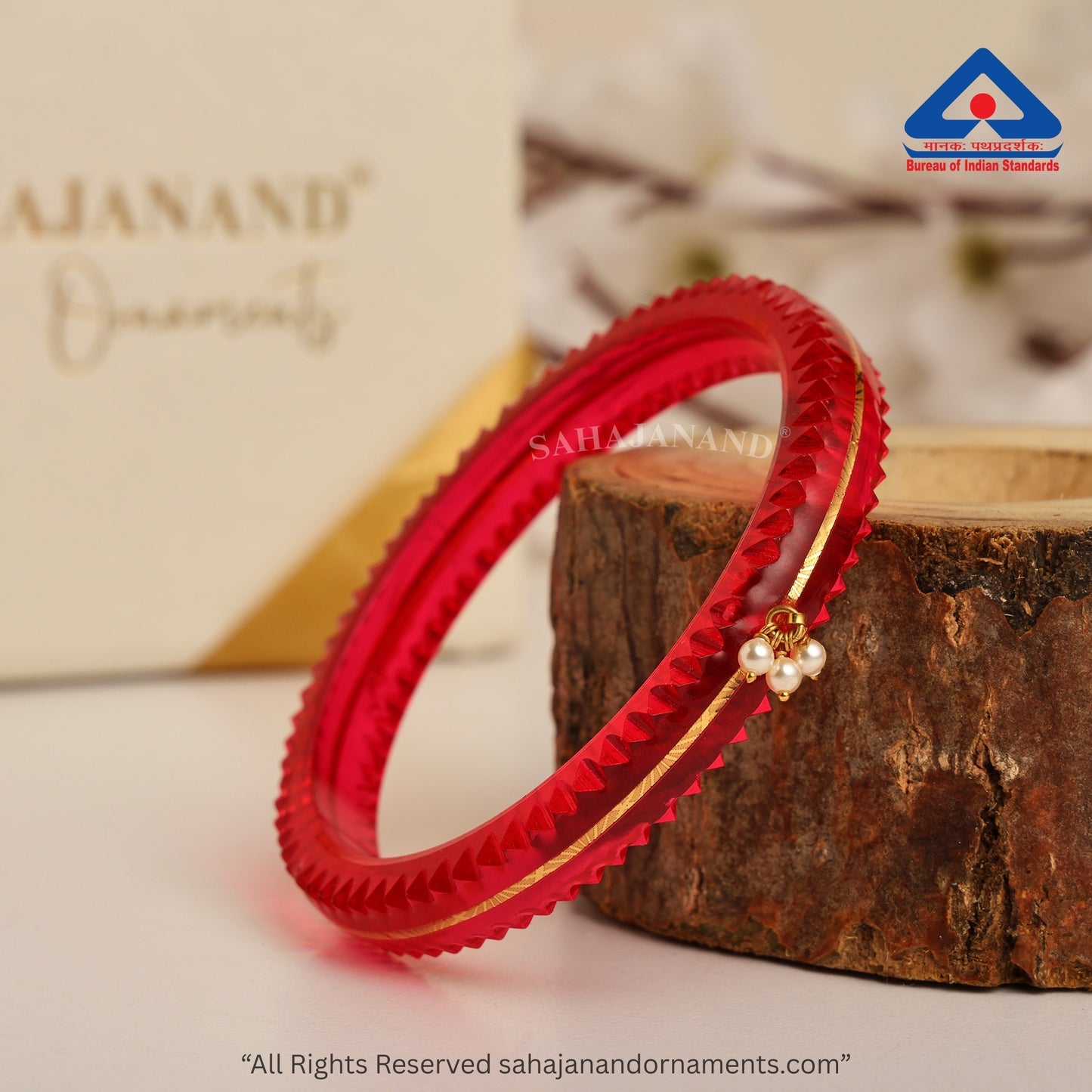 The Life Story in Seven Colours - 916 22k Gold Bangles with Hanging Pearls