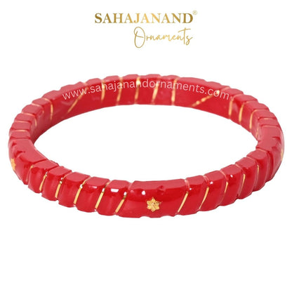 "Crimson Elegance: A Truly Unique 916 Gold Bangle"