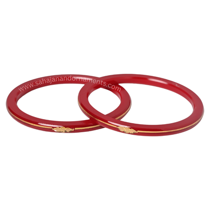 “22k Hallmark Red Divya Shringar Bangle” (2 pis)