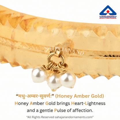 The Life Story in Seven Colours - 916 22k Gold Bangles with Hanging Pearls