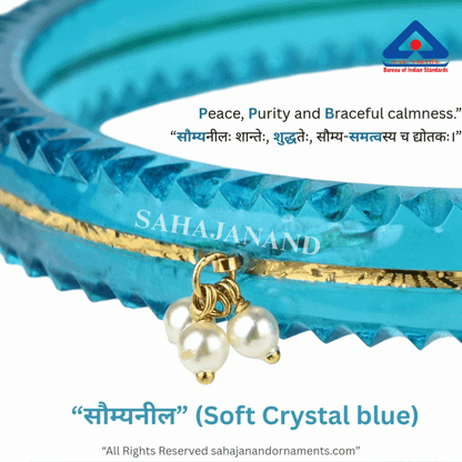 The Life Story in Seven Colours - 916 22k Gold Bangles with Hanging Pearls