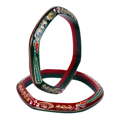 Red - Green Hexagone Chudi Bangles 916 22k