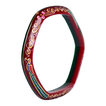 Red - Green Hexagone Chudi Bangles 916 22k