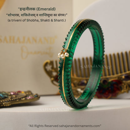 The Life Story in Seven Colours - 916 22k Gold Bangles with Hanging Pearls