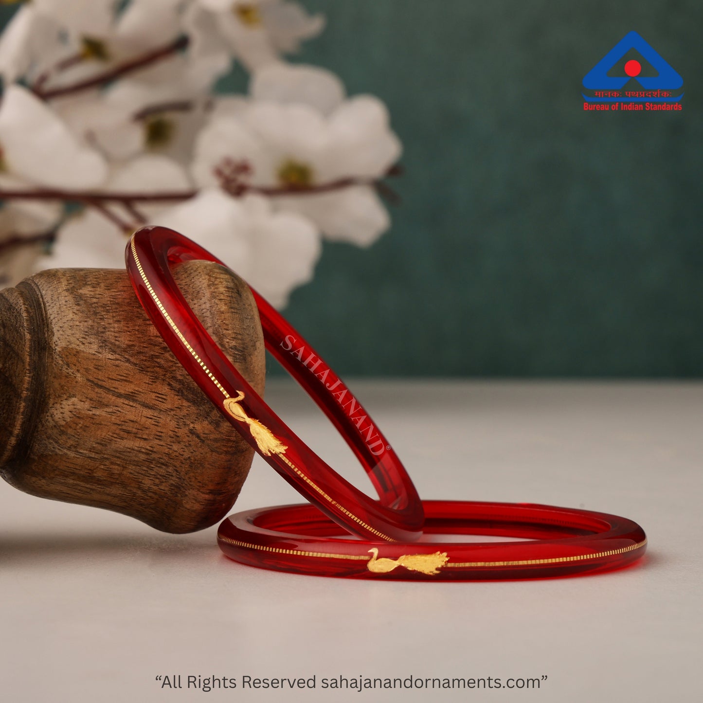 “Mayur Light Red - A Divya Shringar Bangle” (2 pis) (Transparent Red)