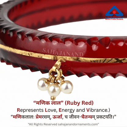 The Life Story in Seven Colours - 916 22k Gold Bangles with Hanging Pearls