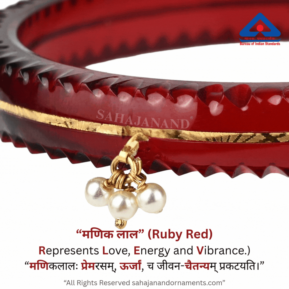 The Life Story in Seven Colours - 916 22k Gold Bangles with Hanging Pearls