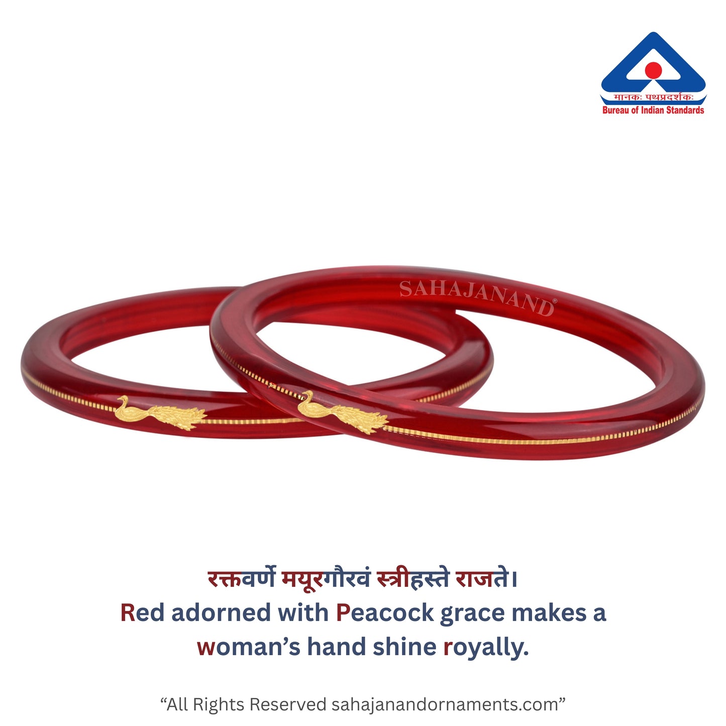 “Mayur Light Red - A Divya Shringar Bangle” (2 pis) (Transparent Red)
