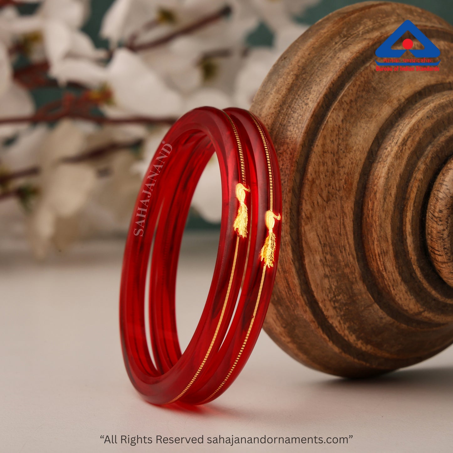 “Mayur Light Red - A Divya Shringar Bangle” (2 pis) (Transparent Red)