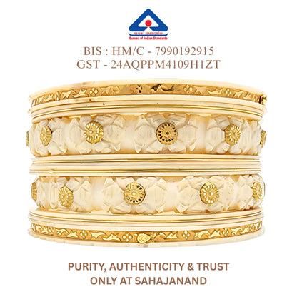 "Ancient Gold Elegance: Cream Bangle Beauty "