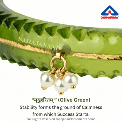 The Life Story in Seven Colours - 916 22k Gold Bangles with Hanging Pearls