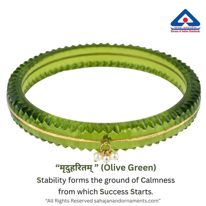 The Life Story in Seven Colours - 916 22k Gold Bangles with Hanging Pearls