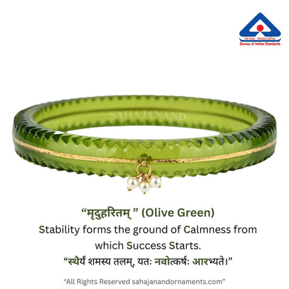 The Life Story in Seven Colours - 916 22k Gold Bangles with Hanging Pearls