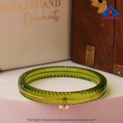 The Life Story in Seven Colours - 916 22k Gold Bangles with Hanging Pearls