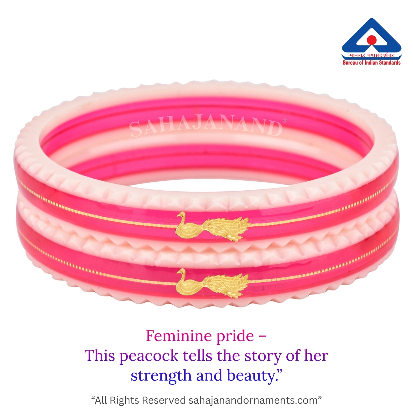 "Mayur Pink Crimson" : Peacock Style Gold Bangle" (2 pis)