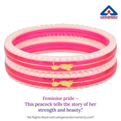 "Mayur Pink Crimson" : Peacock Style Gold Bangle" (2 pis)