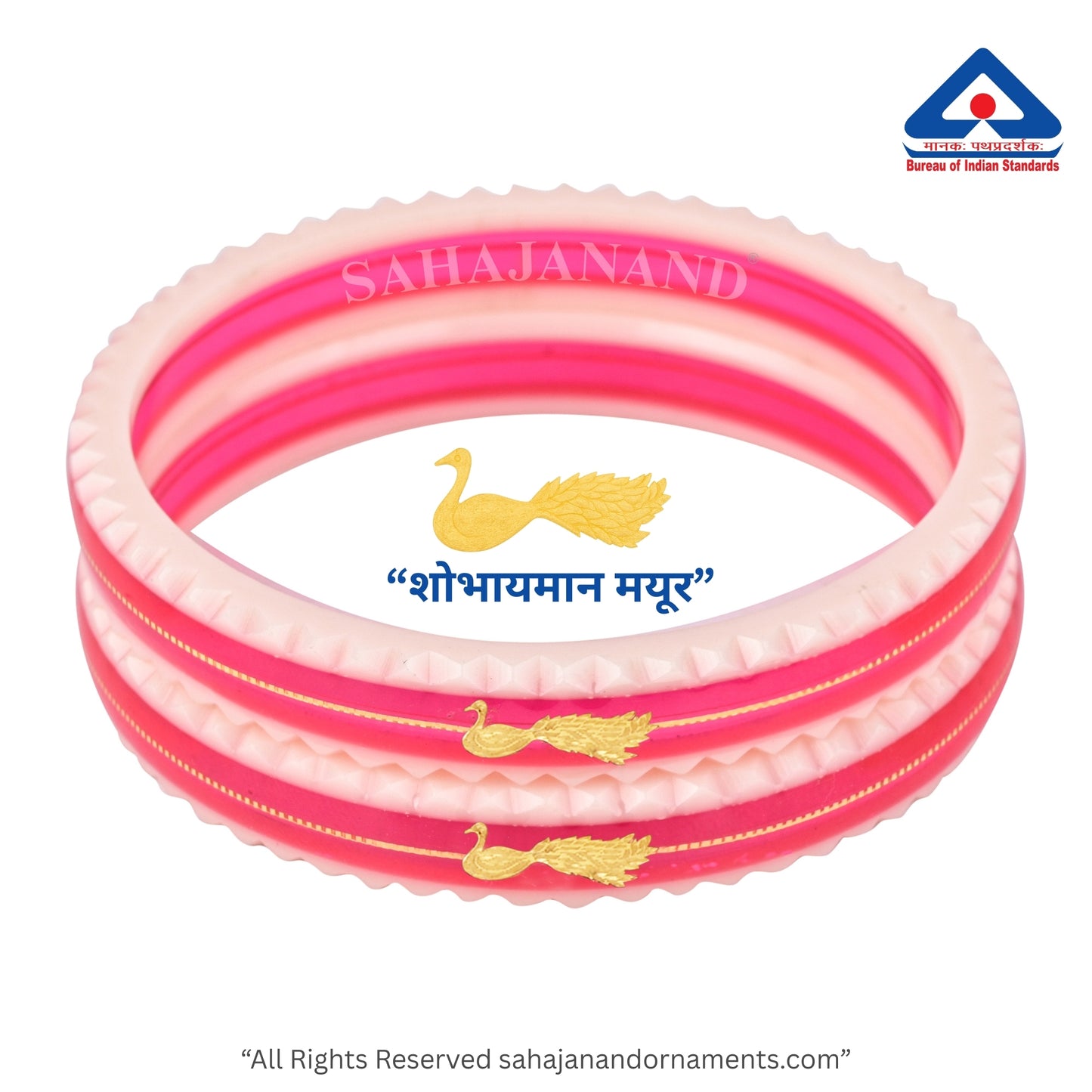 "Mayur Pink Crimson" : Peacock Style Gold Bangle" (2 pis)