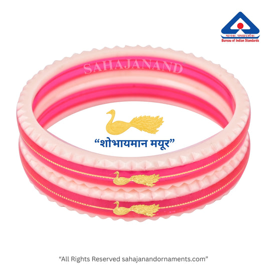 "Mayur Pink Crimson" : Peacock Style Gold Bangle" (2 pis)