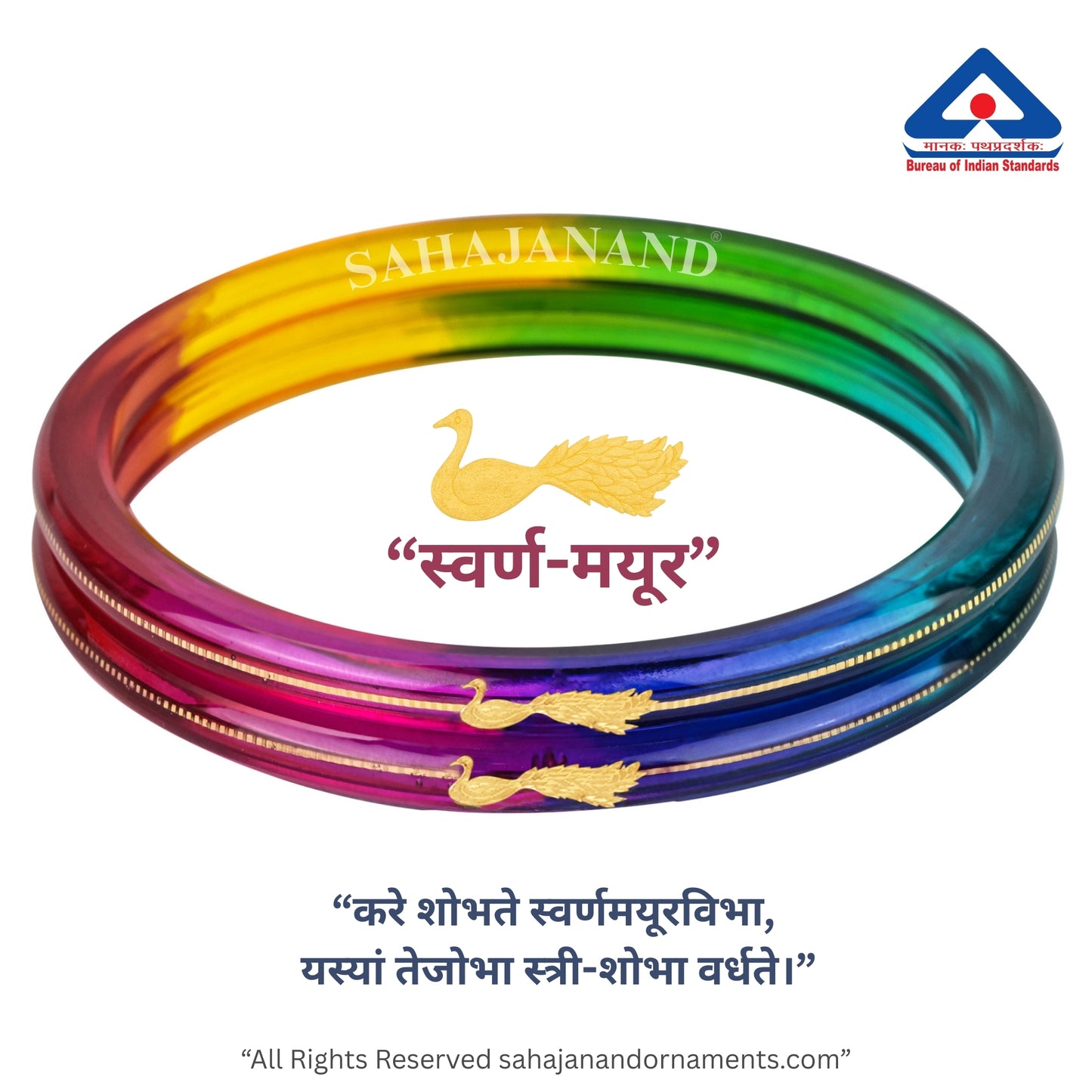 "Mayur A Colorful Peacock Style!" - 916 22k Gold Bangles (Multicolour)