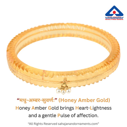 The Life Story in Seven Colours - 916 22k Gold Bangles with Hanging Pearls