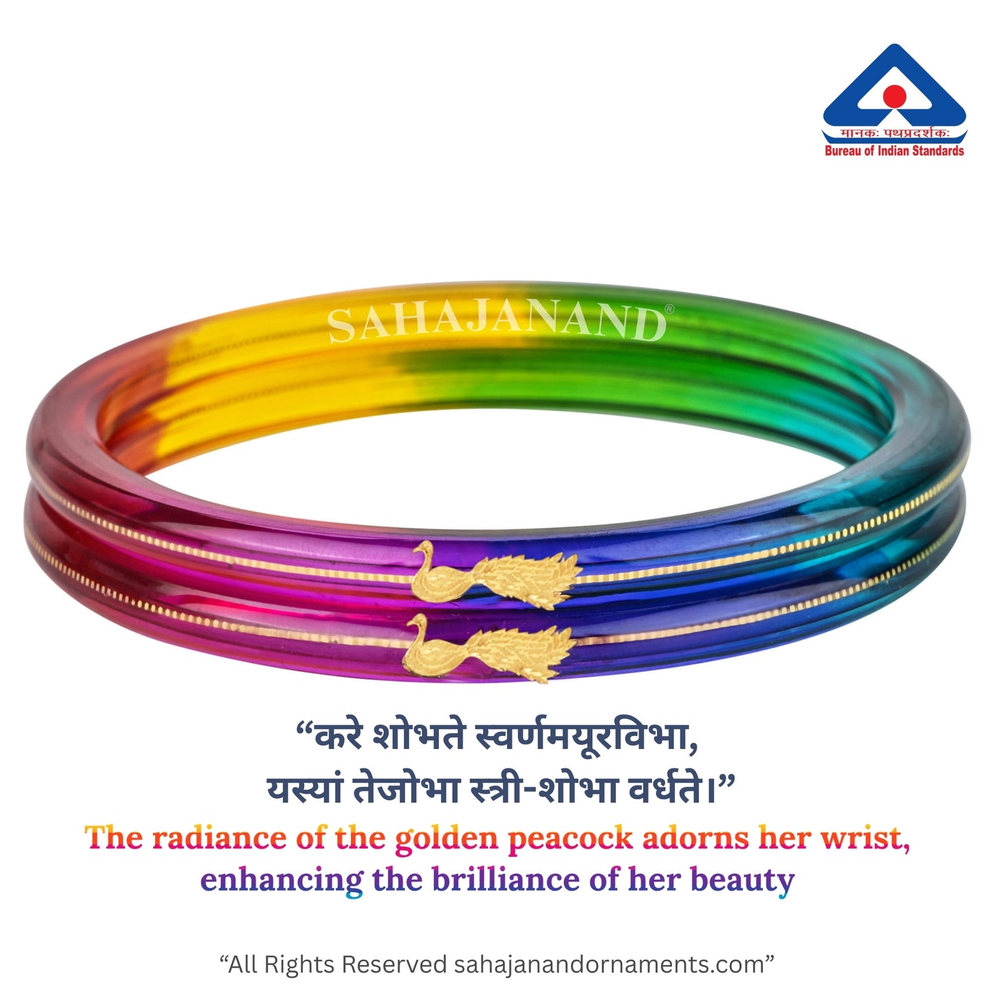 "Mayur A Colorful Peacock Style!" - 916 22k Gold Bangles (Multicolour)