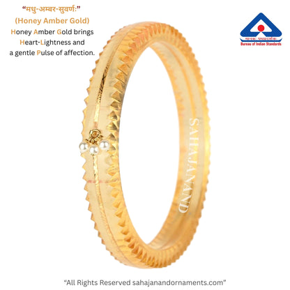 The Life Story in Seven Colours - 916 22k Gold Bangles with Hanging Pearls