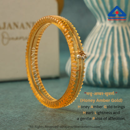 The Life Story in Seven Colours - 916 22k Gold Bangles with Hanging Pearls
