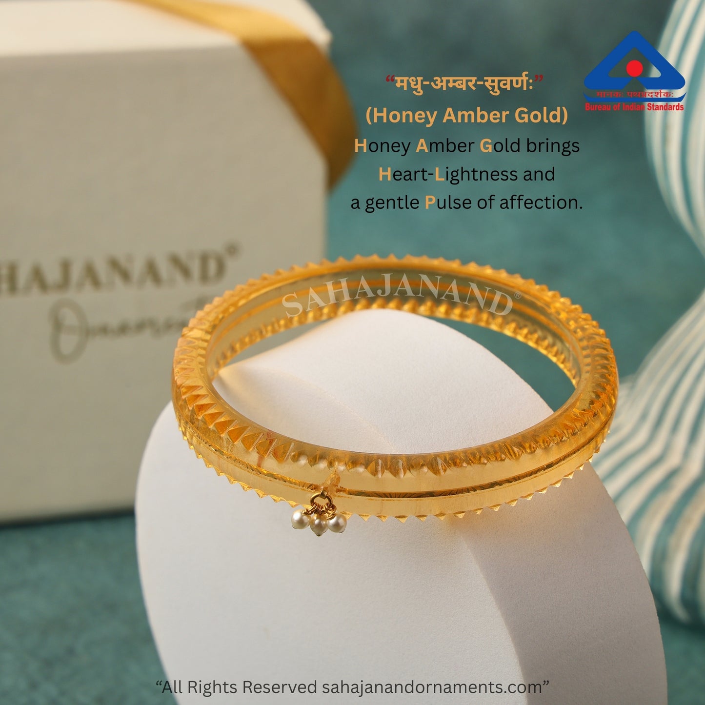 The Life Story in Seven Colours - 916 22k Gold Bangles with Hanging Pearls