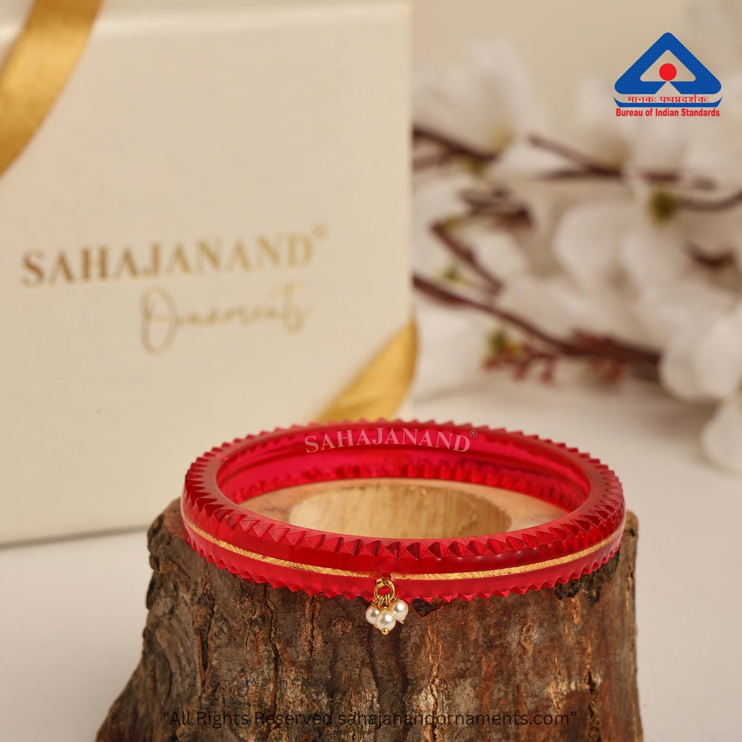 The Life Story in Seven Colours - 916 22k Gold Bangles with Hanging Pearls