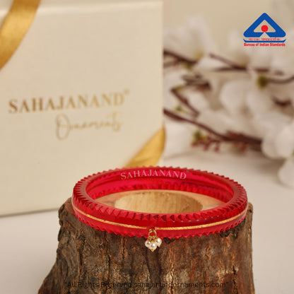 The Life Story in Seven Colours - 916 22k Gold Bangles with Hanging Pearls