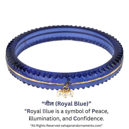 The Life Story in Seven Colours - 916 22k Gold Bangles with Hanging Pearls