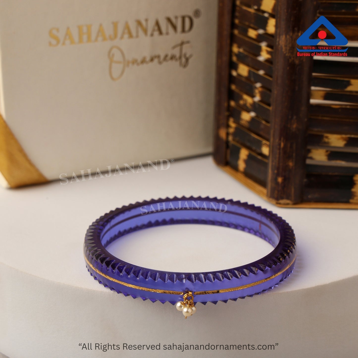 The Life Story in Seven Colours - 916 22k Gold Bangles with Hanging Pearls