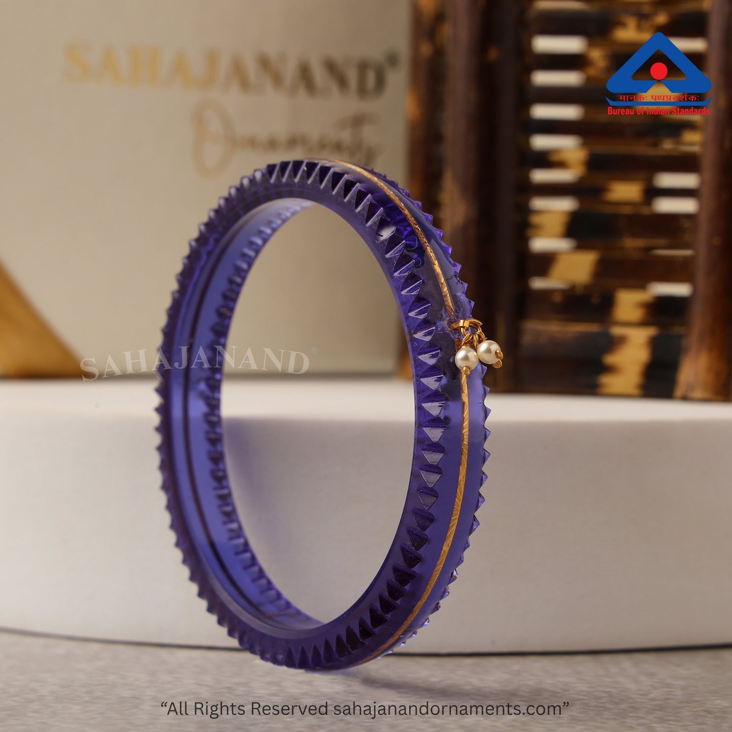 The Life Story in Seven Colours - 916 22k Gold Bangles with Hanging Pearls