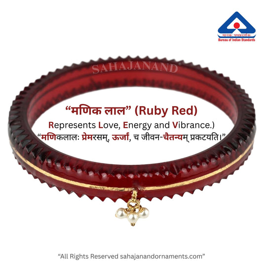 The Life Story in Seven Colours - 916 22k Gold Bangles with Hanging Pearls