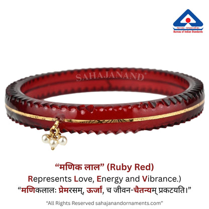 The Life Story in Seven Colours - 916 22k Gold Bangles with Hanging Pearls