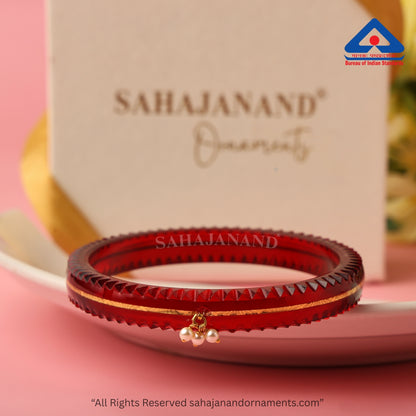 The Life Story in Seven Colours - 916 22k Gold Bangles with Hanging Pearls