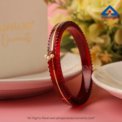 The Life Story in Seven Colours - 916 22k Gold Bangles with Hanging Pearls