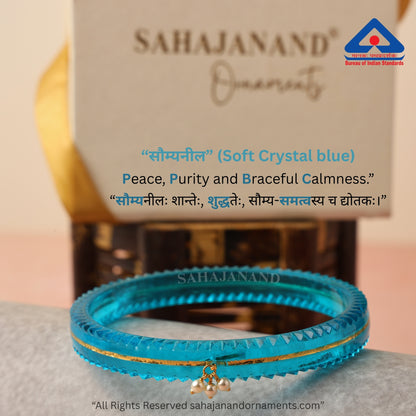 The Life Story in Seven Colours - 916 22k Gold Bangles with Hanging Pearls