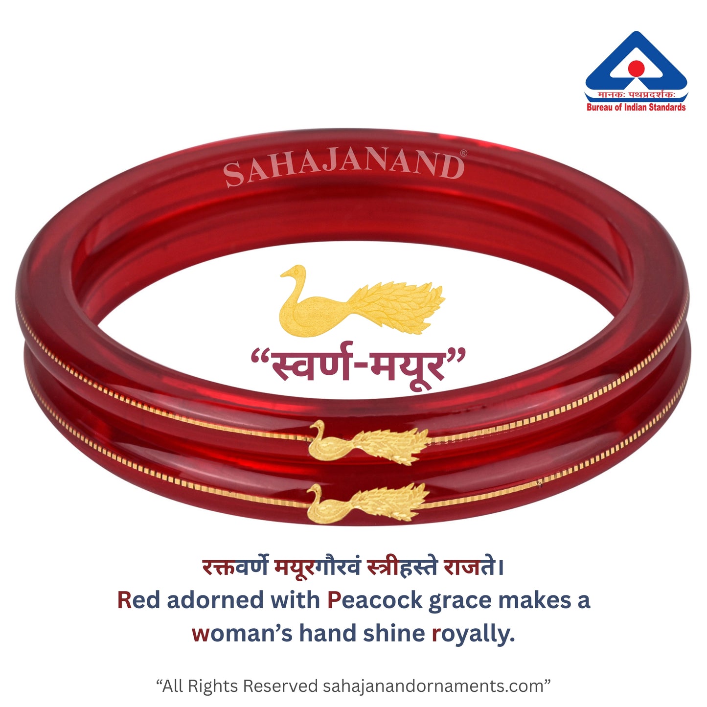 “Mayur Light Red - A Divya Shringar Bangle” (2 pis) (Transparent Red)