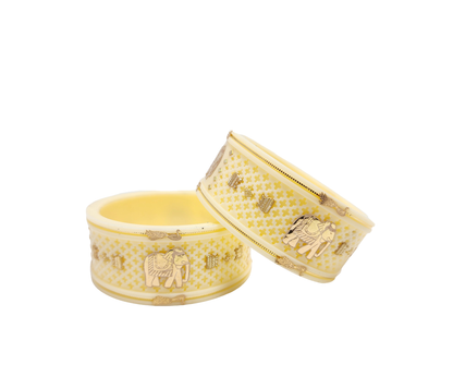 "Exclusive Cream & 916 22 (carats Gold) Elephant-Inspired Bangle"