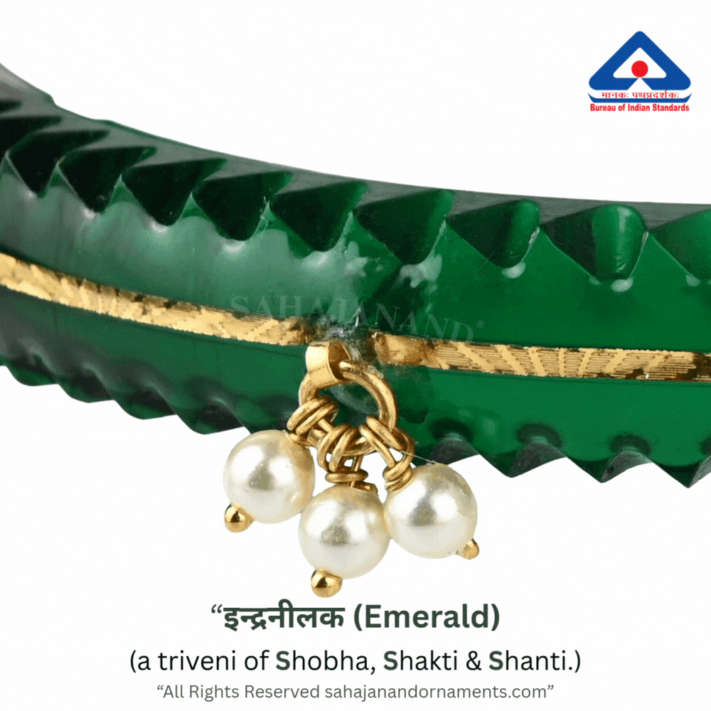 The Life Story in Seven Colours - 916 22k Gold Bangles with Hanging Pearls